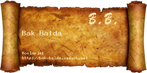 Bak Balda névjegykártya